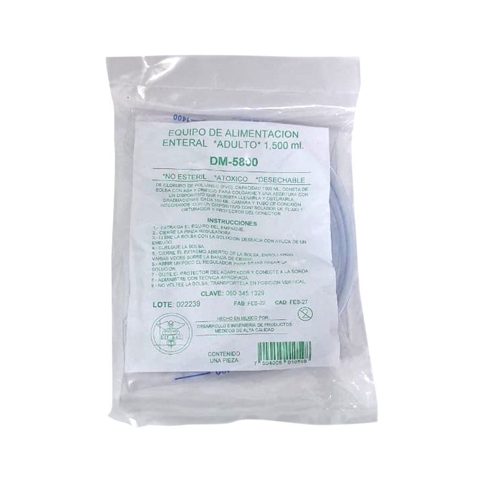 Equipo de Alimentación enteral Adulto 1,500 ml 10 Piezas
